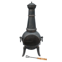 120cm Extra-Large Open Bowl Mesh Cast Iron and Steel Chiminea Patio Heater Black
