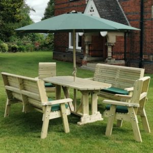 Erog Garden Wooden Dining Table With 2 Chairs And 2 Benches