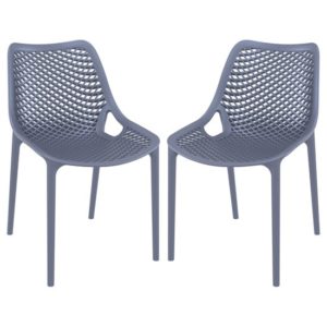 Aultas Outdoor Dark Grey Stacking Dining Chairs In Pair