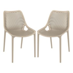 Aultas Outdoor Taupe Stacking Dining Chairs In Pair
