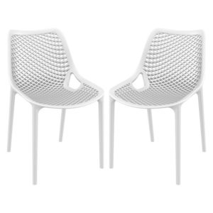 Aultas Outdoor White Stacking Dining Chairs In Pair
