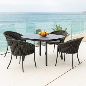 Crod Outdoor 1200mm Pebble Dining Table With 4 Chairs In Grey