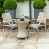 Ottery 600mm Glass Bistro Table With 2 Fiji Armchairs In Pearl