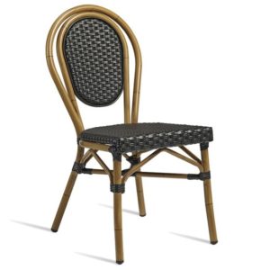 Toller Outdoor Dining Chair In Black Aluminium Cane Effect