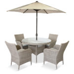 Meltan 4 Seater Dining Set With 2.2M Parasol In Sand