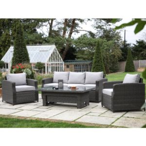 Laie Sofa Set With Rising Dining Table In Grey