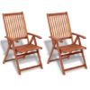 Arana Outdoor Natural Acacia Wooden Folding Chairs In Pair