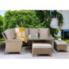 Savvy Corner Weave Dining Set With Beige Cushions In Natural