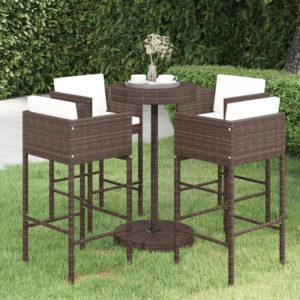 Anya Large Poly Rattan Bar Table With 4 Avyanna Chairs In Brown