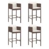 Avyanna Set Of 4 Poly Rattan Bar Chairs With Cushions In Brown