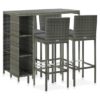 Selah Rattan Bar Table With 4 Audriana Chairs In Grey