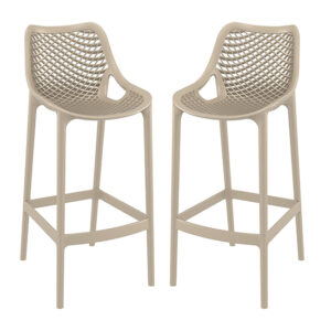 Adrian Taupe Polypropylene And Glass Fiber Bar Chairs In Pair