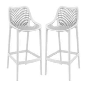 Adrian White Polypropylene And Glass Fiber Bar Chairs In Pair