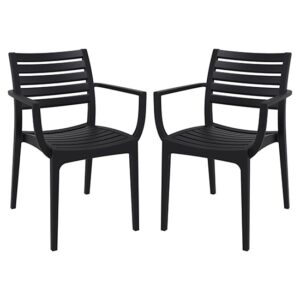 Alto Black Polypropylene Dining Chairs In Pair