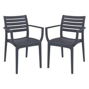Alto Dark Grey Polypropylene Dining Chairs In Pair
