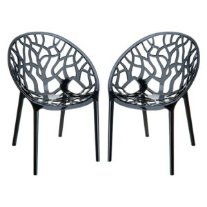 Cancun Black Clear Polycarbonate Dining Chairs In Pair
