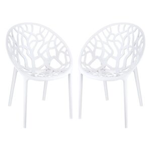 Cancun White Gloss Clear Polycarbonate Dining Chairs In Pair