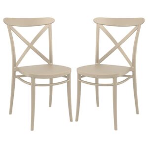 Carson Taupe Polypropylene And Glass Fiber Dining Chairs In Pair