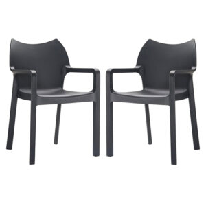 Dublin Black Reinforced Glass Fibre Dining Chairs In Pair