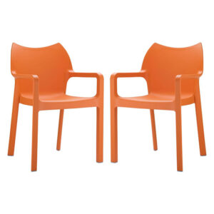 Dublin Orange Reinforced Glass Fibre Dining Chairs In Pair