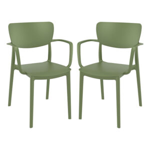 Lisa Olive Green Polypropylene Dining Chairs In Pair