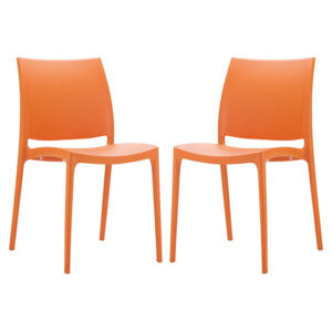 Mesa Orange Polypropylene Dining Chairs In Pair