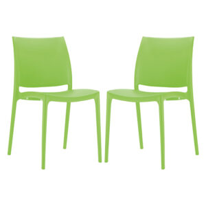 Mesa Tropical Green Polypropylene Dining Chairs In Pair