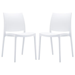 Mesa White Polypropylene Dining Chairs In Pair