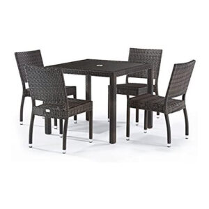 Arlo Rattan Square Dining Table And 4 Arlo Side Chairs