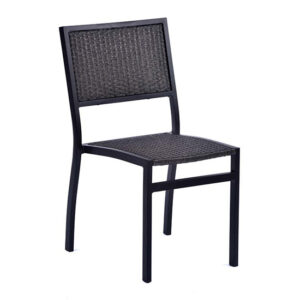 Oderico Outdoor Side Chair In Black With Grey Rattan