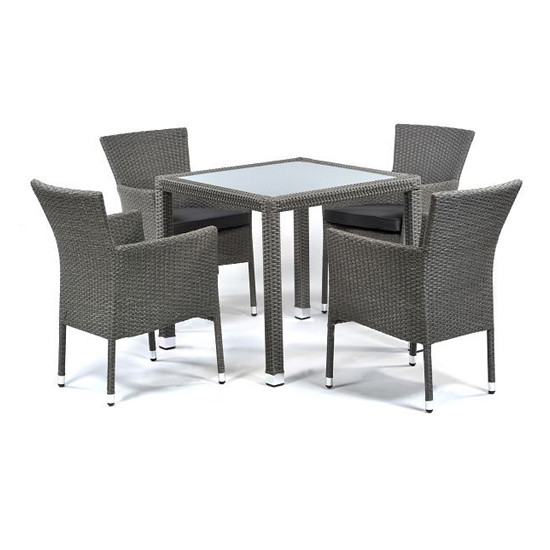 Onyx Rattan Square Dining Table And 4 High Back Armchairs