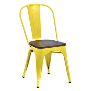 Talli Metal Side Chair In Yellow With Timber Seat
