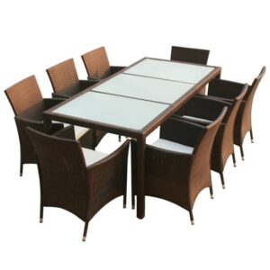Truro Rattan 9 Piece Outdoor Dining Set with Cushions In Brown