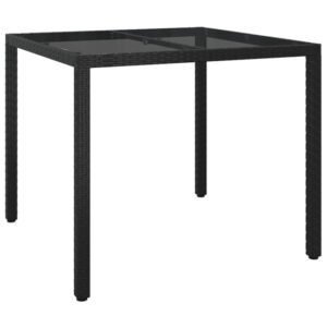 Bexter Glass Top Garden Dining Table Square In Black