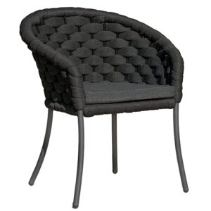 Crod Rattan Outdoor Dining Chair With Cushion In Dark Grey