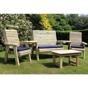 Erog Wooden Garden Multi Seating Set With Coffee Table In Natural