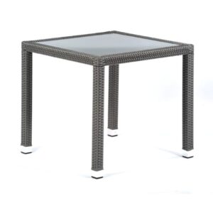 Onyx Rattan Square Dining Table With Glass Top In Dark Grey