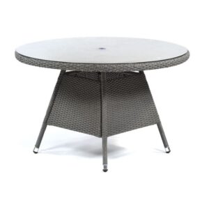 Onyx Rattan Small Round Dining Table With Glass Top In Dark Grey