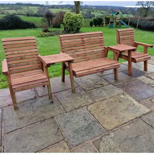 Vail Wooden Garden Straight 4 Seater Seating Set In Natural