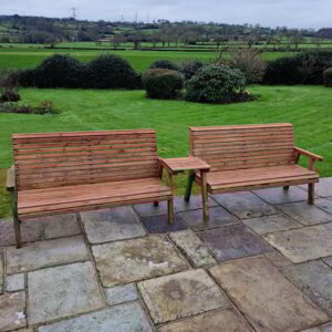 Vail Wooden Garden Straight 5 Seater Bench Set In Natural