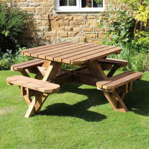 Abene Wooden Square Seating Set In Green Natural