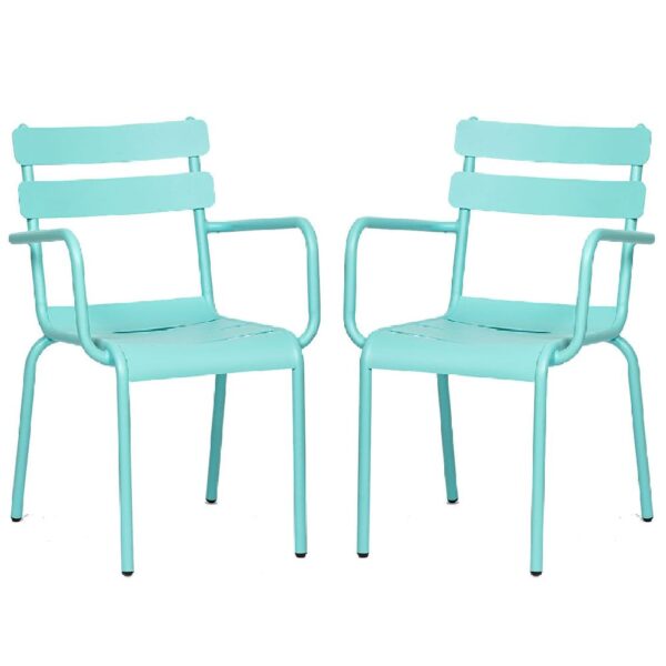 Amarillo Blue Aluminium Outdoor Arm Chairs In Pair