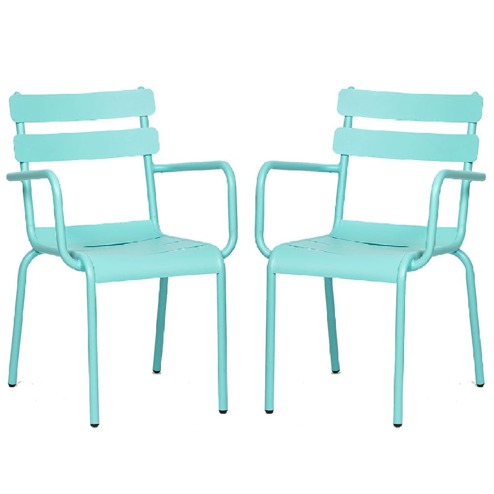 Amarillo Blue Aluminium Outdoor Arm Chairs In Pair