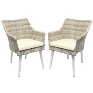 Arlo Cream Rattan Dining Chairs In Pair