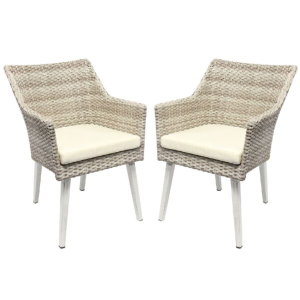 Arlo Cream Rattan Dining Chairs In Pair