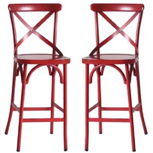 Cayuga Vintage Red Aluminium Outdoor Bar Chairs In Pair