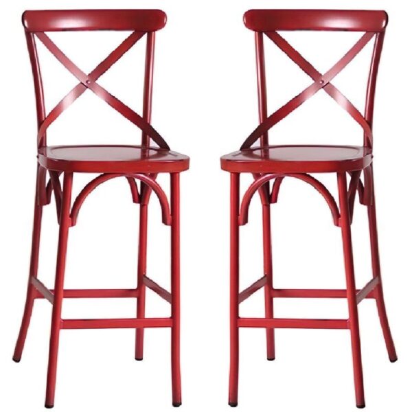 Cayuga Vintage Red Aluminium Outdoor Bar Chairs In Pair