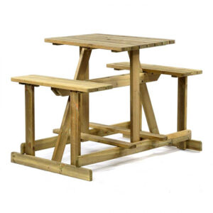 Gerik Wooden Seating Set In Green Natural