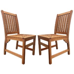 Marfa Natural Wooden Outdoor Side Chairs In Pair