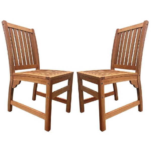Marfa Natural Wooden Outdoor Side Chairs In Pair
